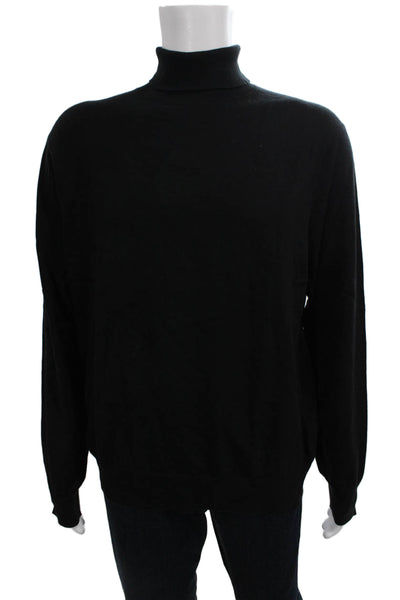 J Crew Mens Black Turtleneck Pullover Sweater 80% Cotton 20% Silk Size XL