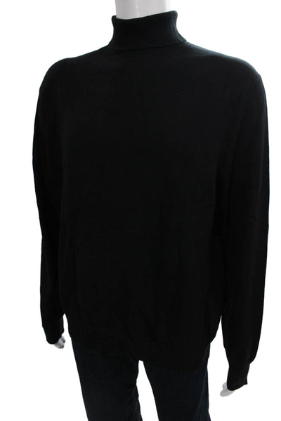 J Crew Mens Black Turtleneck Pullover Sweater 80% Cotton 20% Silk Size XL