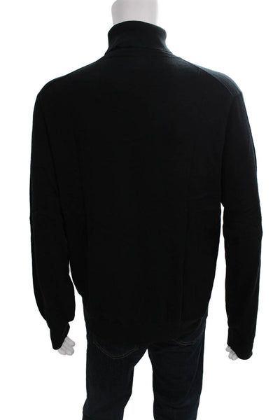 J Crew Mens Black Turtleneck Pullover Sweater 80% Cotton 20% Silk Size XL