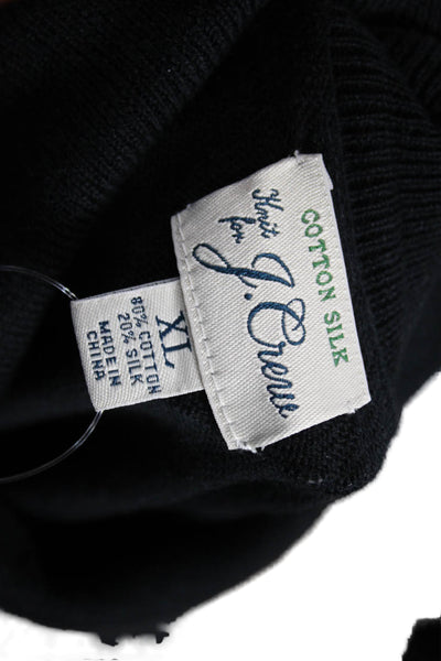 J Crew Mens Black Turtleneck Pullover Sweater 80% Cotton 20% Silk Size XL