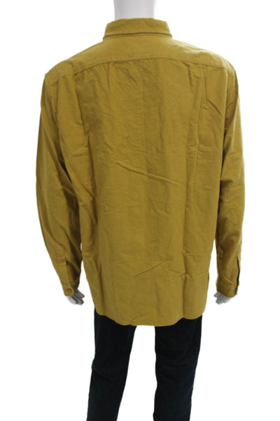 J Crew Mens Button Front Long Sleeve Collared Pocket Shirt Mustard Size XL