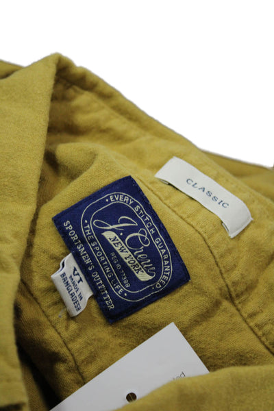 J Crew Mens Button Front Long Sleeve Collared Pocket Shirt Mustard Size XL
