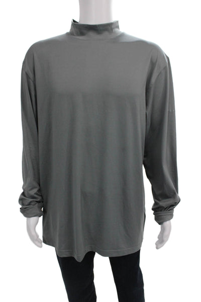 Dunning Mens Basic Casual Gray Polyester Mock Neck Long Sleeve T-Shirt Size XL