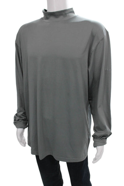 Dunning Mens Basic Casual Gray Polyester Mock Neck Long Sleeve T-Shirt Size XL