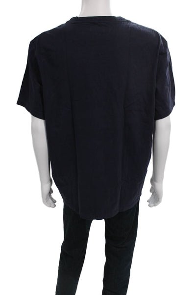 J Crew Mens Basic T-Shirt Blue Cotton Crew Neck Short Sleeve Size 2XL