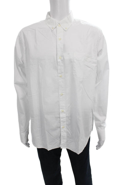 J Crew Mens Button Front Long Sleeve Collared Slim Fit Shirt White Size XL