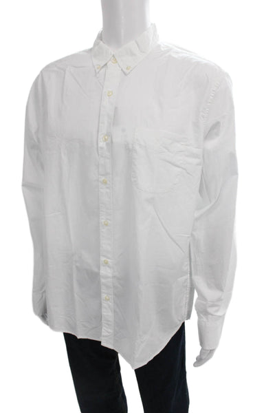 J Crew Mens Button Front Long Sleeve Collared Slim Fit Shirt White Size XL