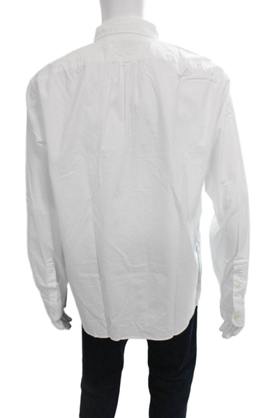 J Crew Mens Button Front Long Sleeve Collared Slim Fit Shirt White Size XL