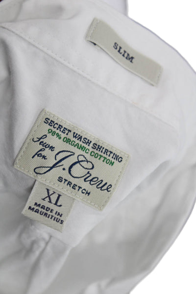 J Crew Mens Button Front Long Sleeve Collared Slim Fit Shirt White Size XL