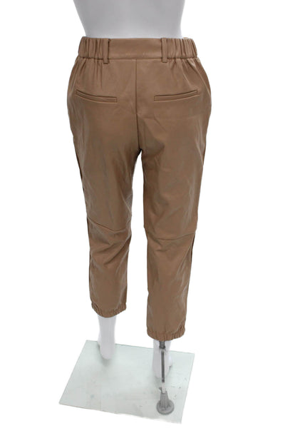 Cami NYC Women Cropped Pants Beige Polyurethane Drawstring Size XS