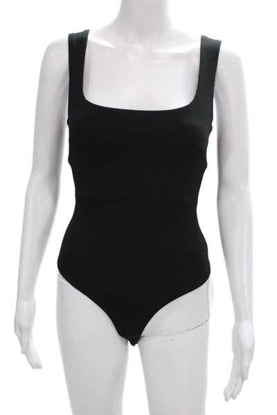 ASTR Womens One Piece Bodysuit Black Square Neck Sleeveless Rayon Blend Size XS