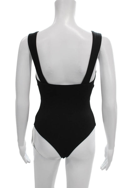 ASTR Womens One Piece Bodysuit Black Square Neck Sleeveless Rayon Blend Size XS