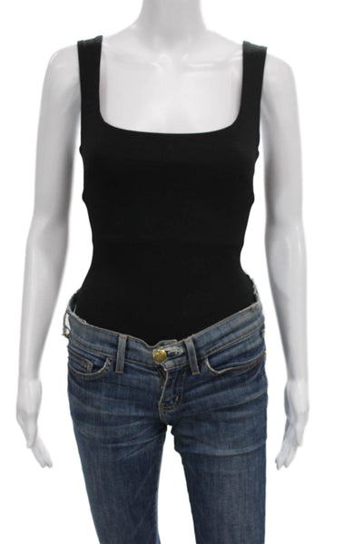 ASTR Womens One Piece Bodysuit Black Square Neck Sleeveless Rayon Blend Size XS