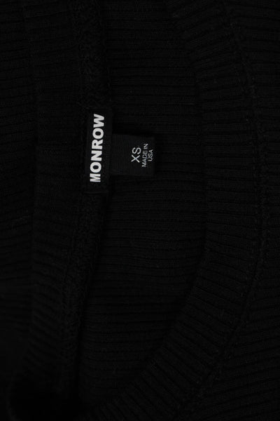 Monrow Women Cropped T-Shirt Black Short Sleeve Round Neck Size XS