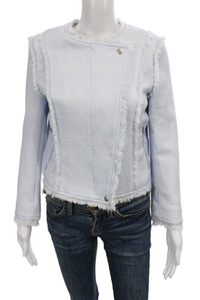 Lucy Paris Womens Basic Jacket Blue Long Sleeve Zip Polyester Size S