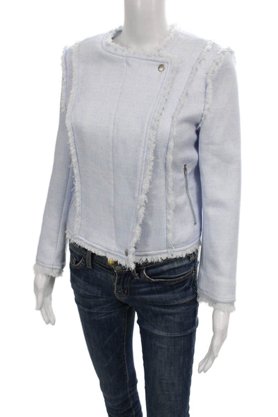 Lucy Paris Womens Basic Jacket Blue Long Sleeve Zip Polyester Size S