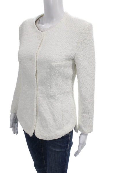 Theyskens Theory Womens Basic Jacket White Nylon Button Long Sleeve Size 6