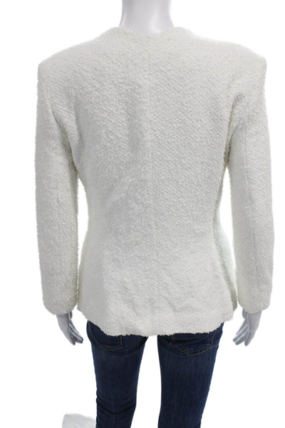 Theyskens Theory Womens Basic Jacket White Nylon Button Long Sleeve Size 6
