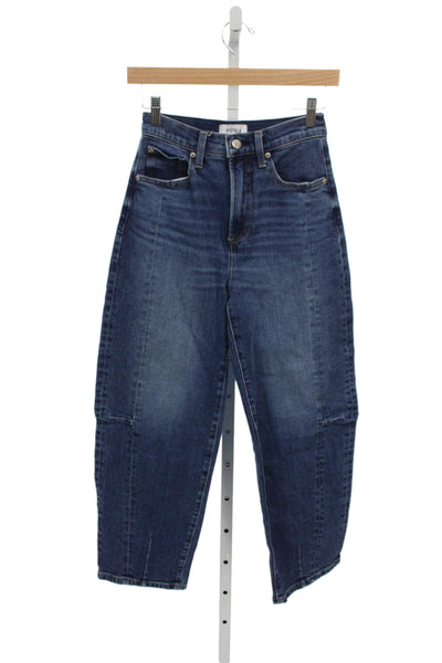 Pistola Womens Cropped High Rise Jeans Blue Button Cotton Size 23