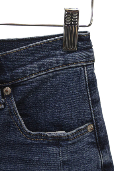 Pistola Womens Cropped High Rise Jeans Blue Button Cotton Size 23