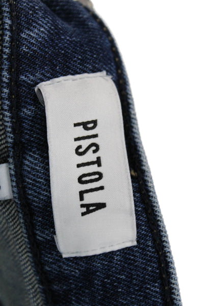 Pistola Womens Cropped High Rise Jeans Blue Button Cotton Size 23