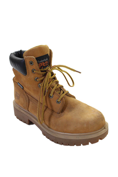 Timberland Men's Lace Up Leather Round Toe Work Boots Beige Size 41