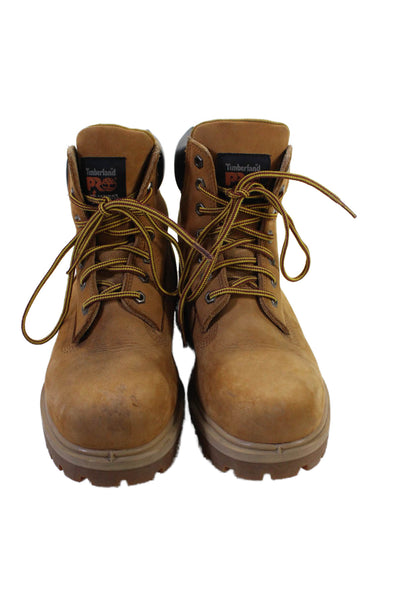 Timberland Men's Lace Up Leather Round Toe Work Boots Beige Size 41