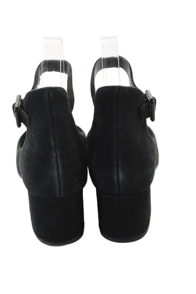 Rockport Womens Block Heel Suede Ankle Strap Pumps Black Size 6