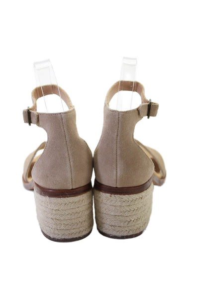 Soludos Womens Block Heel Suede Ankle Strap Sandals Brown Size 5.5