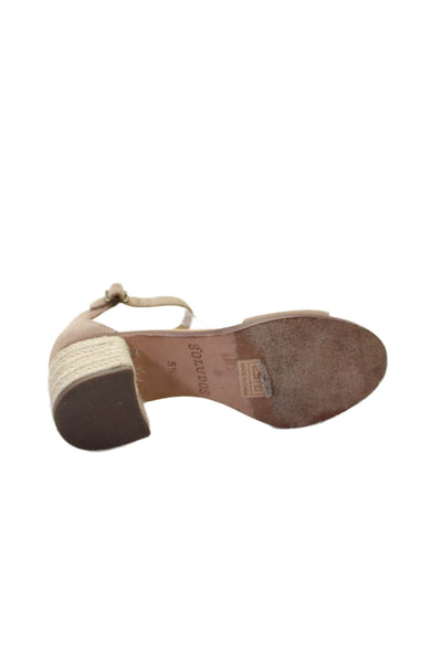 Soludos Womens Block Heel Suede Ankle Strap Sandals Brown Size 5.5