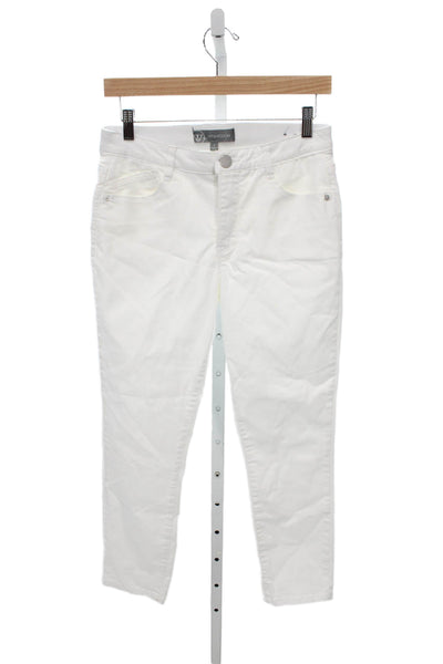 Wit & Wisdom Women White Ankle Pants Mid Rise Button 24 Inseam Size 4