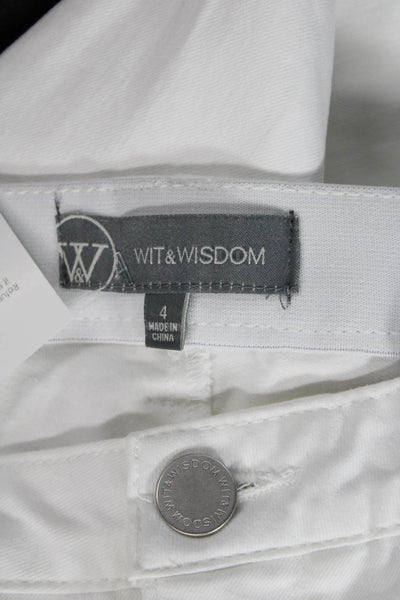 Wit & Wisdom Women White Ankle Pants Mid Rise Button 24 Inseam Size 4