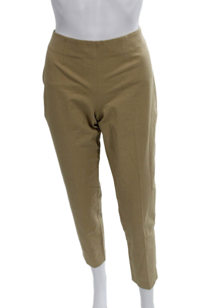 Theory Womens Khaki Pants Beige Cotton Zip Closure Size 6