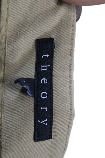 Theory Womens Khaki Pants Beige Cotton Zip Closure Size 6