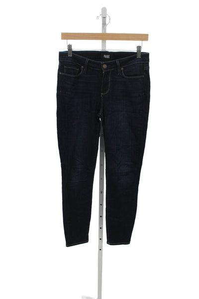 Paige Womens Skinny Jeans Blue Rayon Mid Rise Button Inseam 28 Size 29