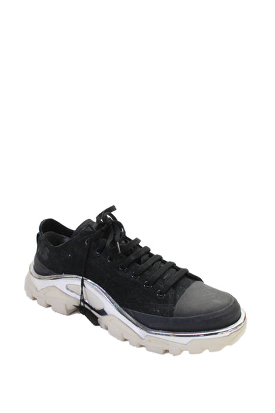 Adidas x Raf Simons Mens Lace Up Metallic Trim Detroit Runner Sneakers Black 10