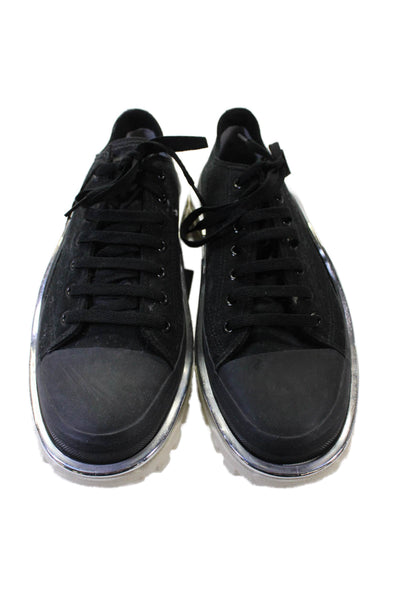 Adidas x Raf Simons Mens Lace Up Metallic Trim Detroit Runner Sneakers Black 10
