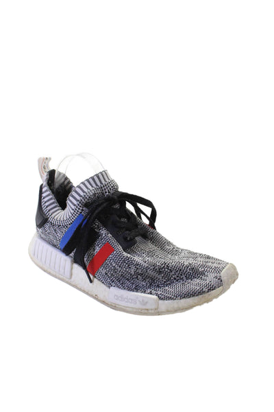 Adidas Mens Lace Up NMD R1 Primeknit Tri Color Sneakers Gray Black Blue Size 10