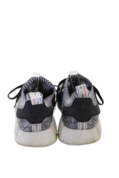 Adidas Mens Lace Up NMD R1 Primeknit Tri Color Sneakers Gray Black Blue Size 10