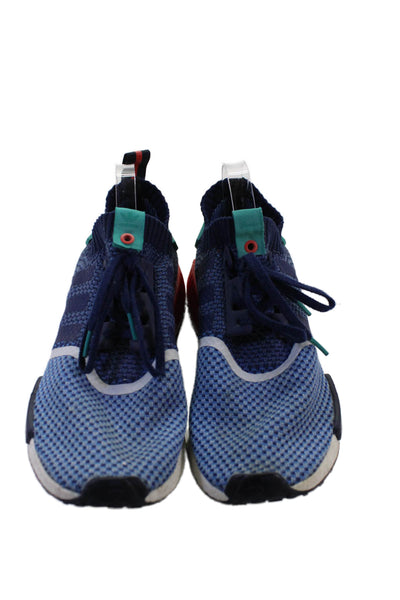 Adidas Mens Lace Up NMD R1 Primeknit Packer Sneakers Blue Teal Red Size 10