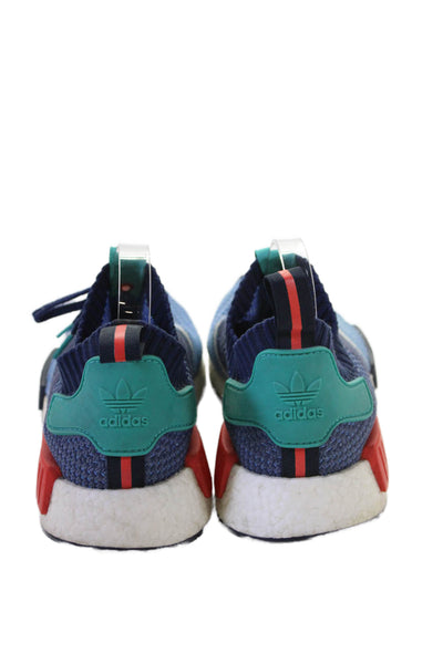 Adidas Mens Lace Up NMD R1 Primeknit Packer Sneakers Blue Teal Red Size 10