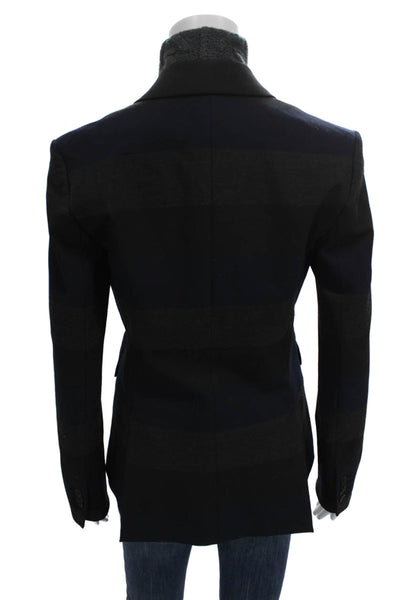 Veronica Beard Womens Black Striped Basic Jacket Polyester Long Sleeve Size 2