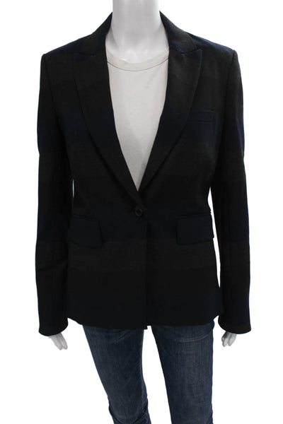 Veronica Beard Womens Black Striped Basic Jacket Polyester Long Sleeve Size 2