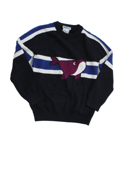 Jacadi Boys Graphic Print Crew Neck Long Sleeve Sweater Top Navy Size 8A