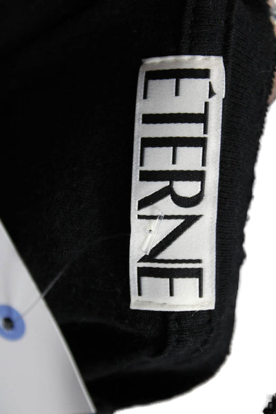 Eterne Women Basic Black Cotton Long Sleeve Round Neck T-Shirt Size XS