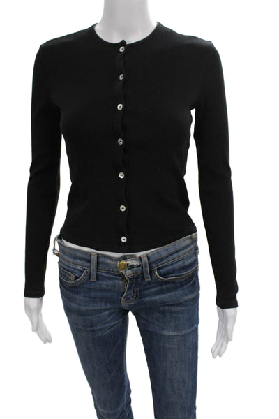 Donni Women Cardigan Black Crew Neck Long Sleeve Solid Fall Size XS