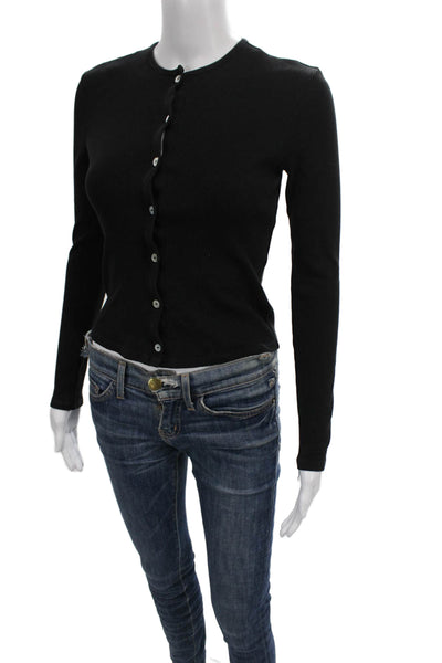 Donni Women Cardigan Black Crew Neck Long Sleeve Solid Fall Size XS