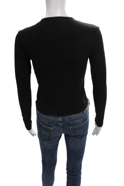 Donni Women Cardigan Black Crew Neck Long Sleeve Solid Fall Size XS