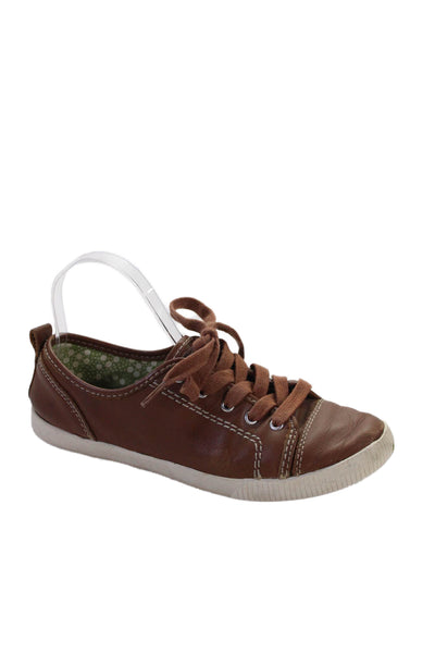 Boden Womens Leather Lace Up Low Top Sneakers Brown Size 39 9