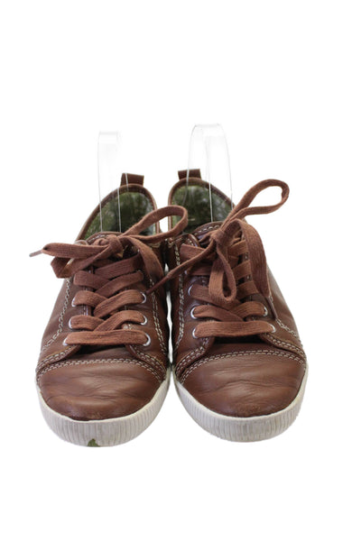 Boden Womens Leather Lace Up Low Top Sneakers Brown Size 39 9